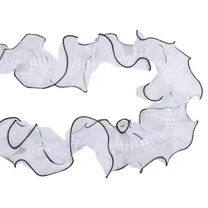 3 Bags 1M Polyester Pleated Lace Ribbon