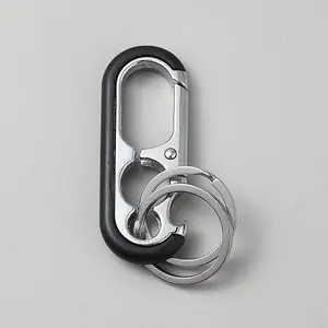 Oval Alloy Keychain Clasps with Double Rings