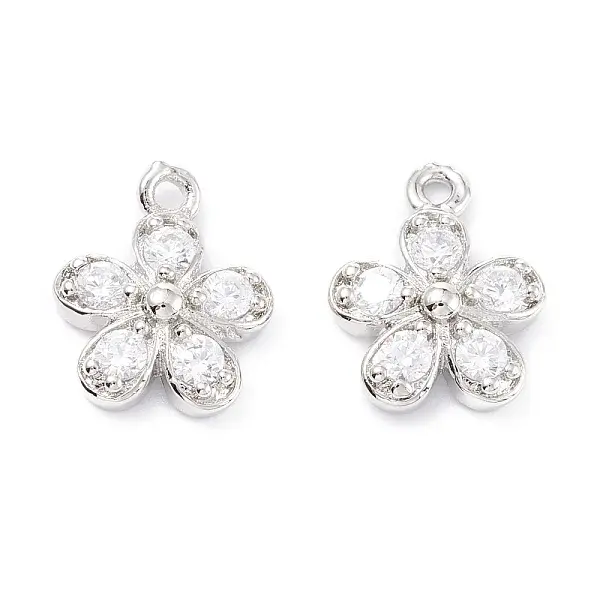 Rack Plating Brass Cubic Zirconia Charms