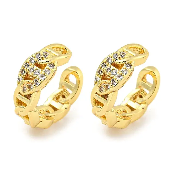 Brass Micro Pave Cubic Zirconia Cuff Earrings