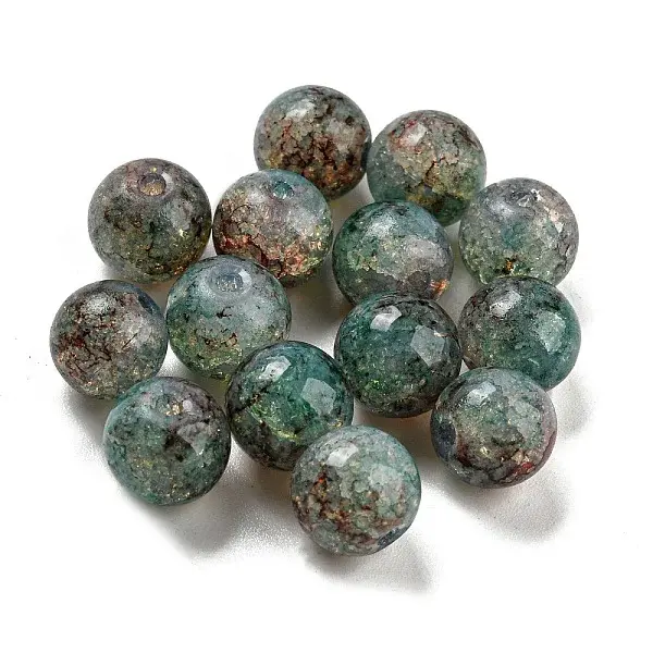 Transparent Spray Painting Crackle Glass Beads