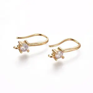 Brass Micro Pave Cubic Zirconia Earring Hooks
