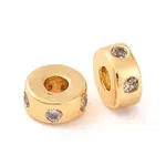 Brass Micro Pave Clear Cubic Zirconia Beads