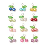 12Pcs 12 Colors Pearlized Glass Pearl Cherry Pendants