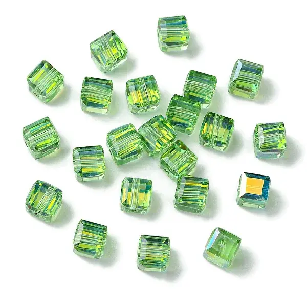 100Pcs Transparent Electroplate Glass Beads