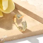 Brass Micro Pave Clear Cubic Zirconia Cuff Finger Rings for Women