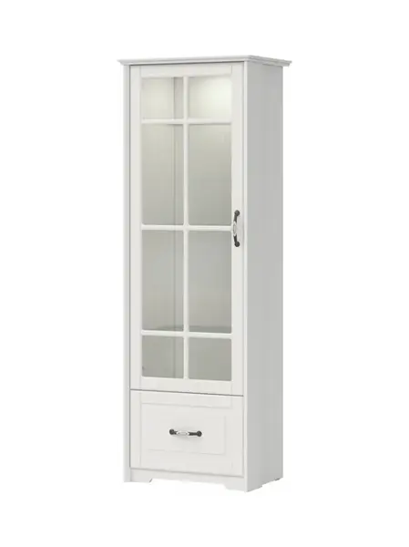 Vitrína s osvětlením marley - bílá/borovice