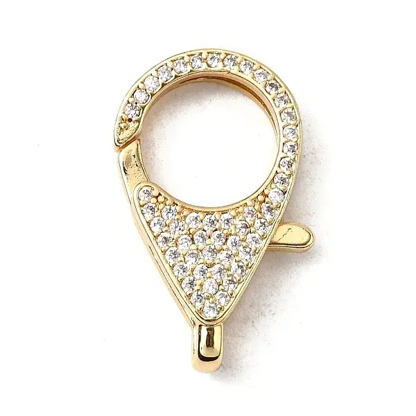 Brass Clear Cubic Zirconia Lobster Claw Clasps