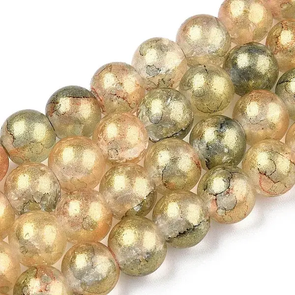 Baking Paint Crackle Glass Bead Strands
