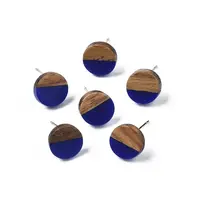 Opaque Resin & Walnut Wood Stud Earrings