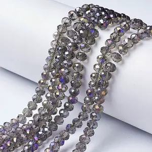 Electroplate Transparent Glass Beads Strands
