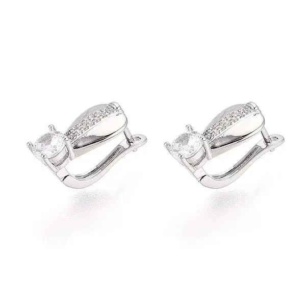 Brass Micro Pave Cubic Zirconia Teardrop Hoop Earrings