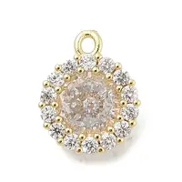 Brass Micro Pave Clear Cubic Zirconia Charms