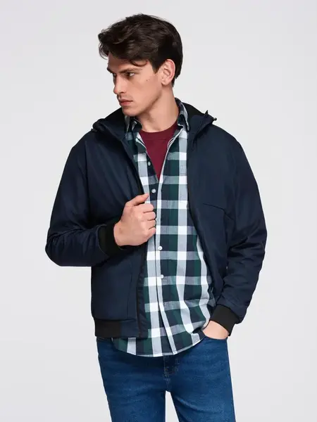 Ombre Men's lightweight jacket with hood and mesh lining