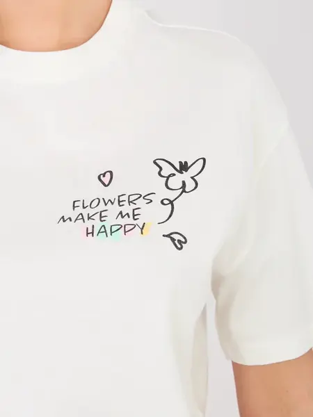 Bílý bavlněný triko s nápisem