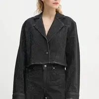 Džínová bunda Gestuz dámská, černá barva, přechodná, 10909562