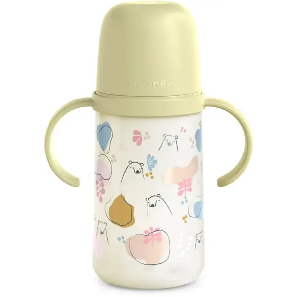 Suavinex Bear detská fľaša s držadlami Green 270 ml