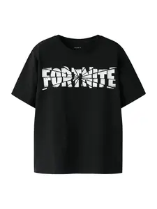 NAME IT Tričko 'NKMJAMBA FORTNITE'  čierna / biela