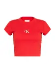 Calvin Klein Jeans Tričko  baklažánová / červená / biela