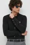 Košile Polo Ralph Lauren černá barva, regular, s límečkem button-down, 710654408