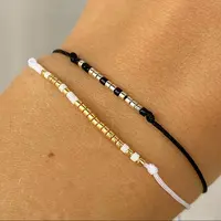 2Pcs Minimalist Glass Seed Bead Braided Bead Bracelets