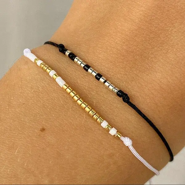 2Pcs Minimalist Glass Seed Bead Braided Bead Bracelets