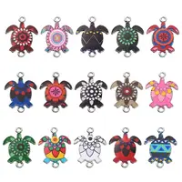 60Pcs 15 Styles Alloy Enamel Connector Charms
