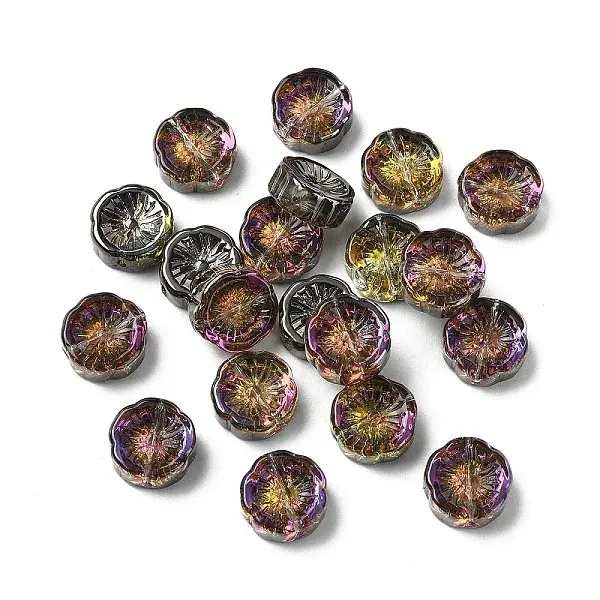 20Pcs Half Plated Electroplate Glass Transparent Beads Strands