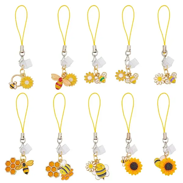 20Pcs 10 Style Alloy Enamel Mobile Straps