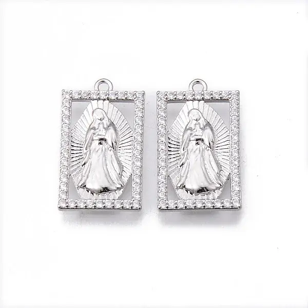 Brass Micro Pave Clear Cubic Zirconia Pendants