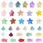 120Pcs 4 Styles Transparent Spray Painted Glass Beads