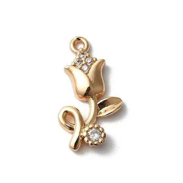 Brass Micro Pave Clear Cubic Zirconia Pendants