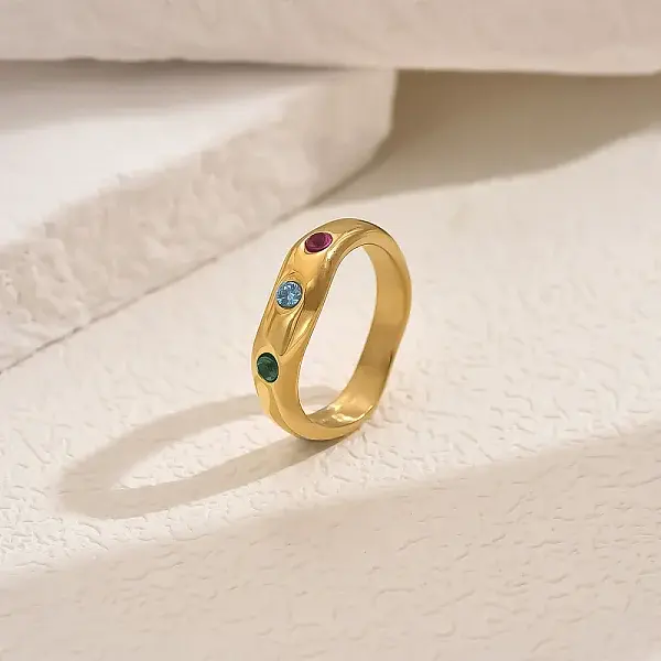 Heart Brass Micro Pave Cubic Zirconia Finger Rings for Women