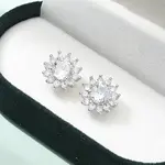Brass Micro Pave Clear Cubic Zirconia Stud Earrings