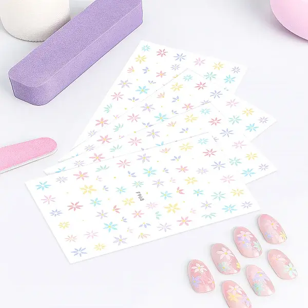 4Sheets Flower Plastic Self Adhesive Nail Art Stickers