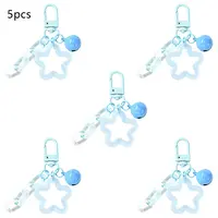 5Pcs Transparent Luminous Acrylic Star & Brass Bell & Oval Link Pendant Decorations