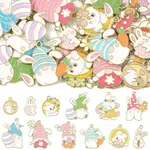 24Pcs 12 Styles Easter Rabbit Gnome Alloy Enamel Pendants