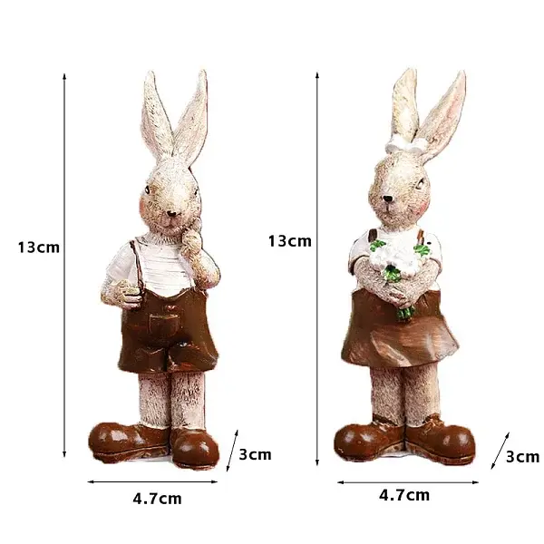 Easter Theme Resin Couple Rabbit Display Decoration