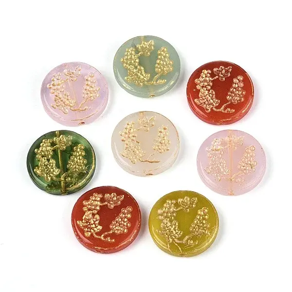 Baking Paint and Golden Metal Enlaced Glass Beads