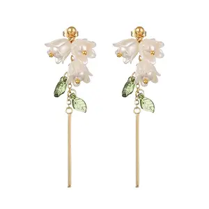 Plastic with Brass Dangle Stud Earrings for Women