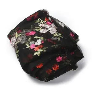 Polyester Flower Embroidered Lace Fabric