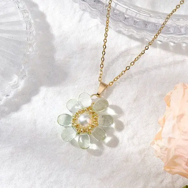 Glass & Glass Pearl Beads Pendants Necklaces for Women