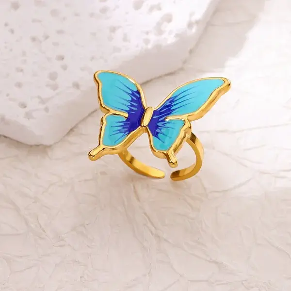 304 Stainless Steel Enamel Open Cuff Rings