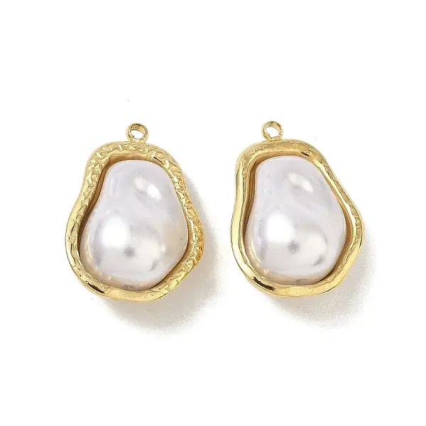 304 Stainless Steel with ABS Plastic Pearl Pendants