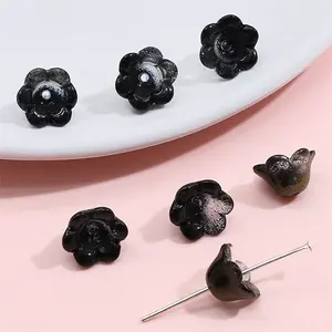 10Pcs Gradient Color Transparent Glass Bead Caps