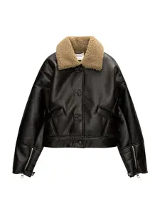 Pull&Bear Prechodná bunda  čokoládová / brokátová
