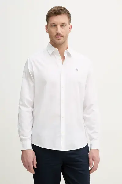 Košile s příměsí lnu U.S. Polo Assn. LINEN BLEND LS