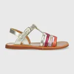 Dětské kožené sandály Pom D'api stříbrná barva