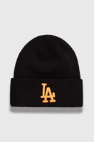 Čepice New Era černá barva, z husté pleteniny, LOS ANGELES DODGERS
