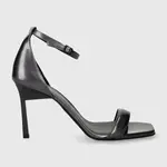 Kožené sandály Calvin Klein GEO STIL SQUARE SANDAL 90-PEARL šedá barva, HW0HW01993